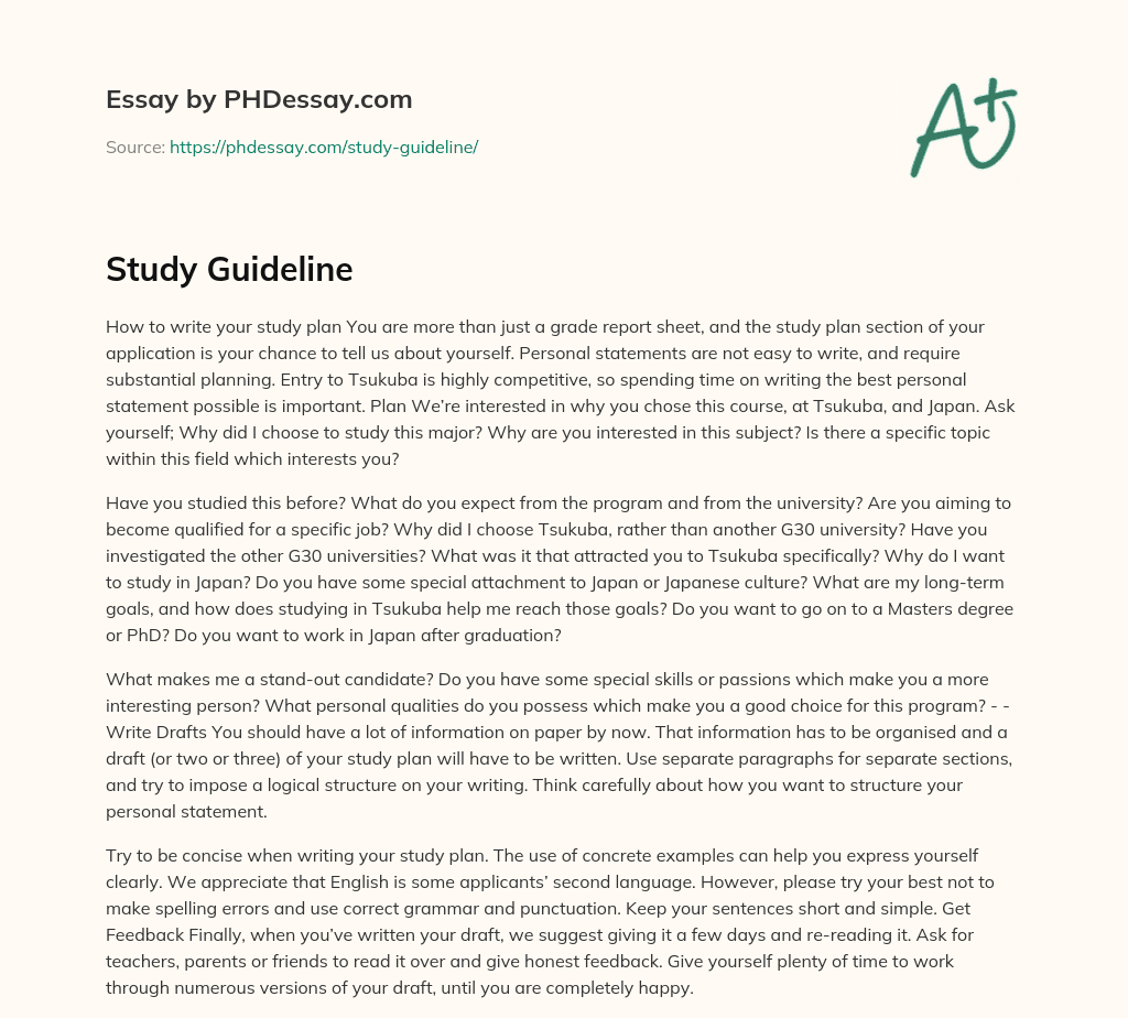 Study Guideline essay
