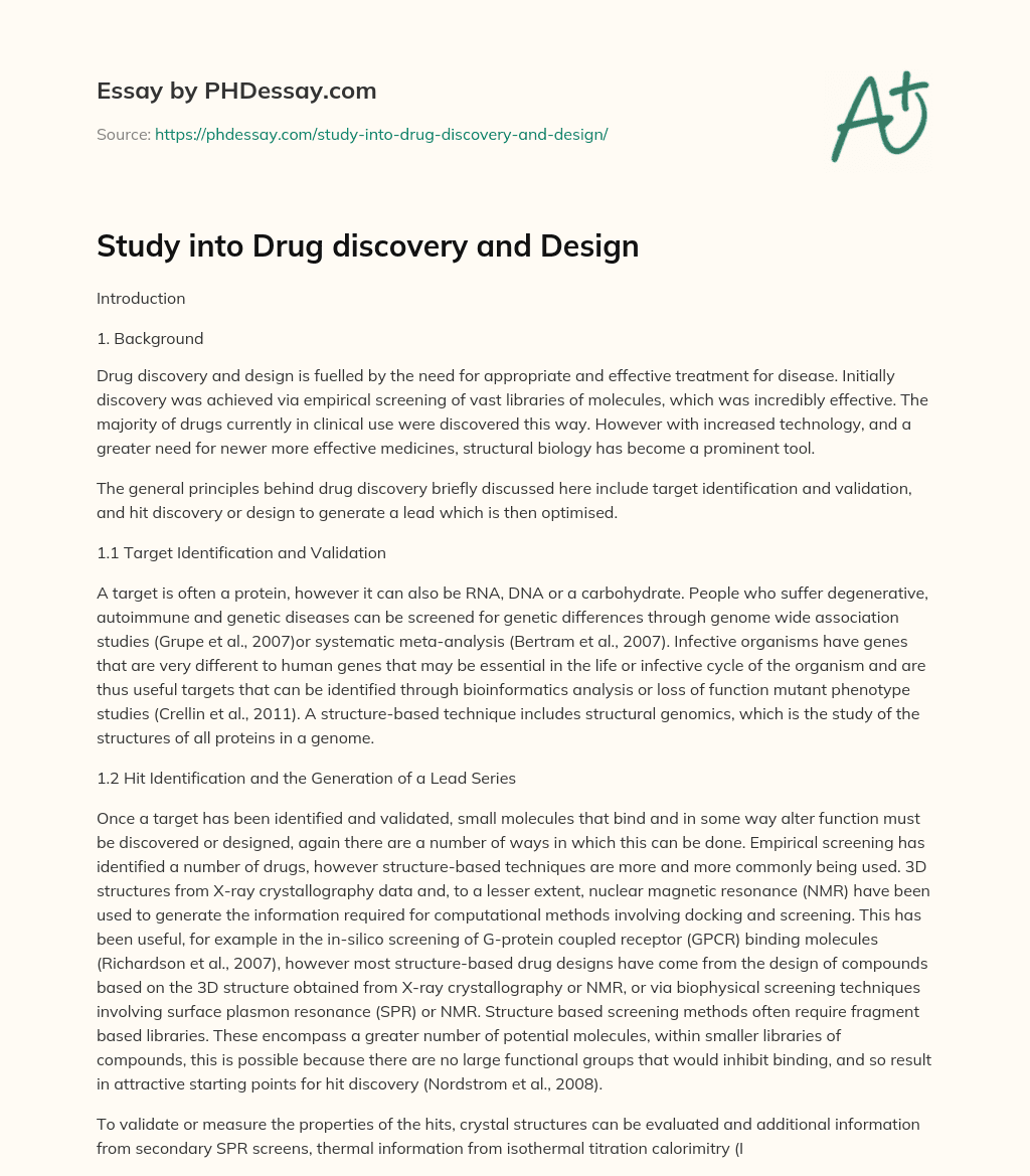 drug discovery essay