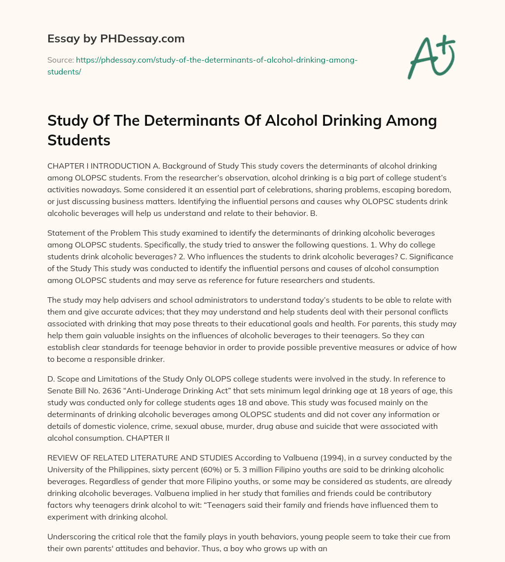 alcohol definition essay
