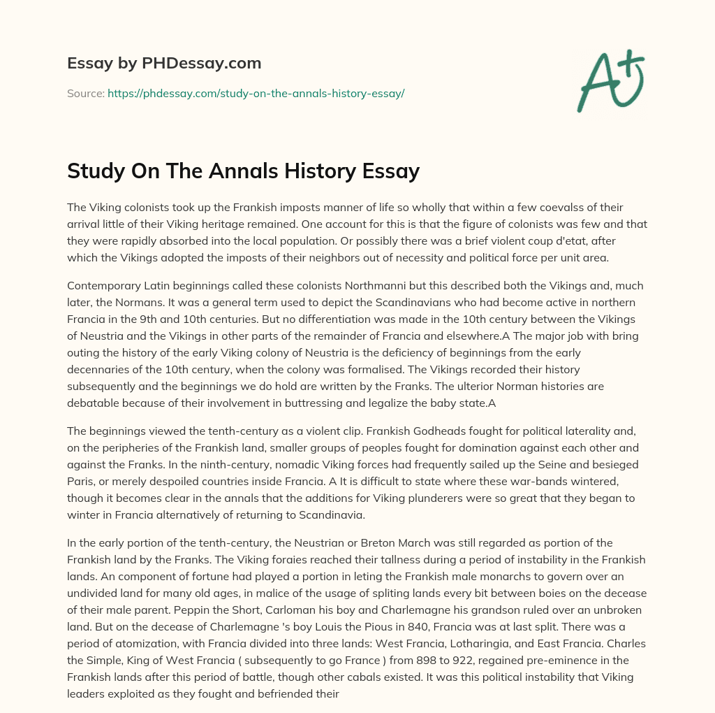 Study On The Annals History Essay - PHDessay.com