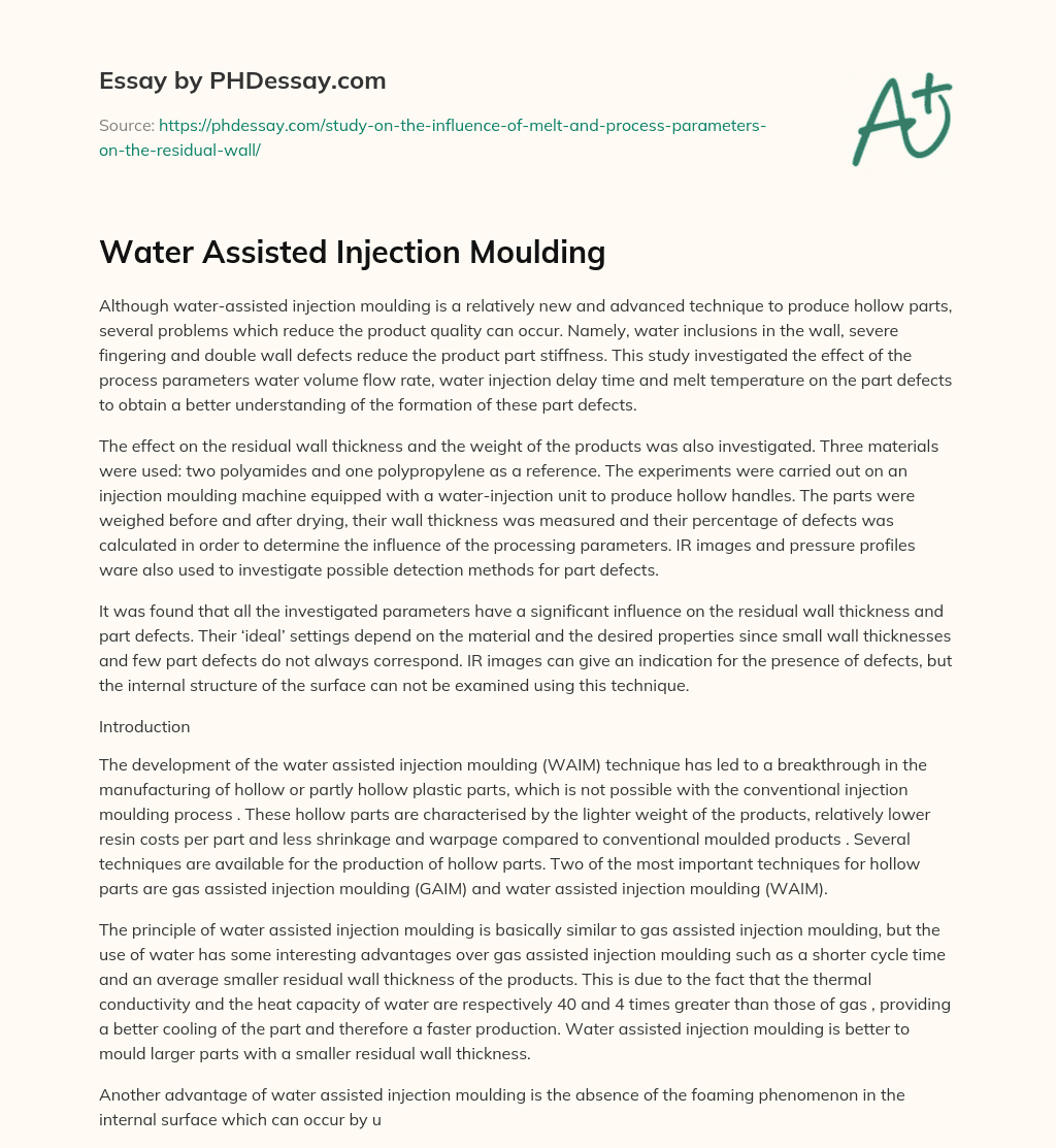 Water Assisted Injection Moulding essay