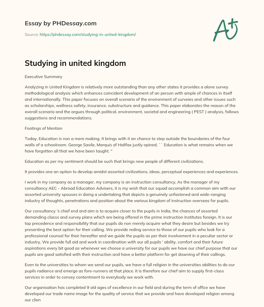 Studying in united kingdom essay