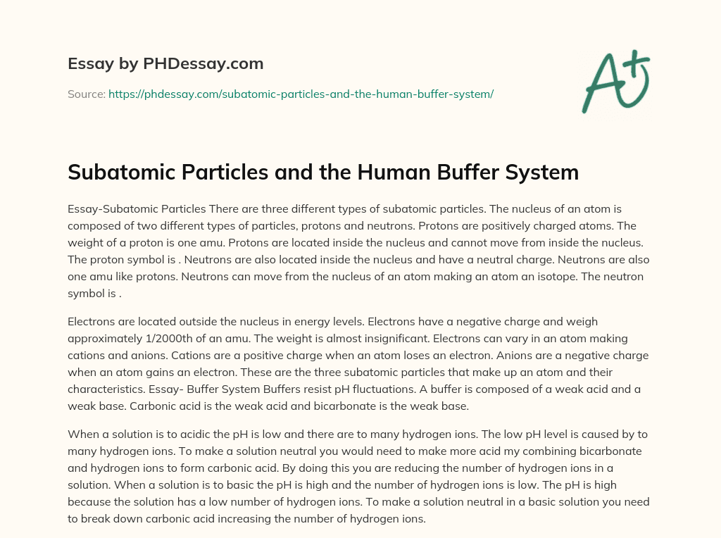 Subatomic Particles and the Human Buffer System essay
