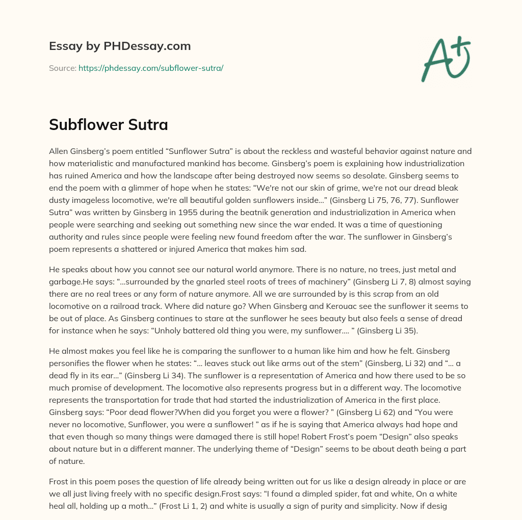 Subflower Sutra essay
