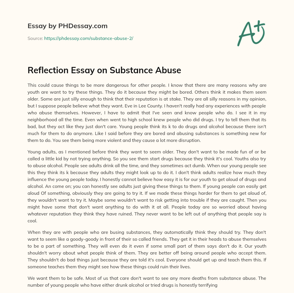 substance abuse reflection essay