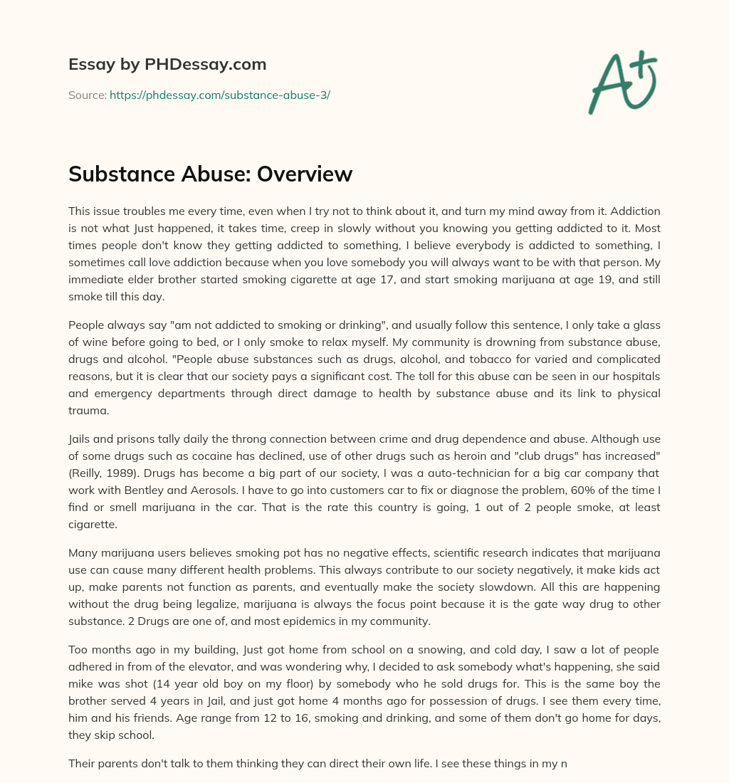 Substance Abuse: Overview essay