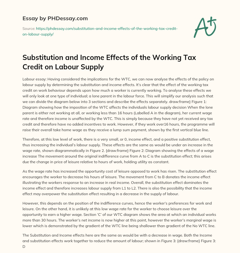 Substitution and Income Effects of the Working Tax Credit on Labour Supply essay