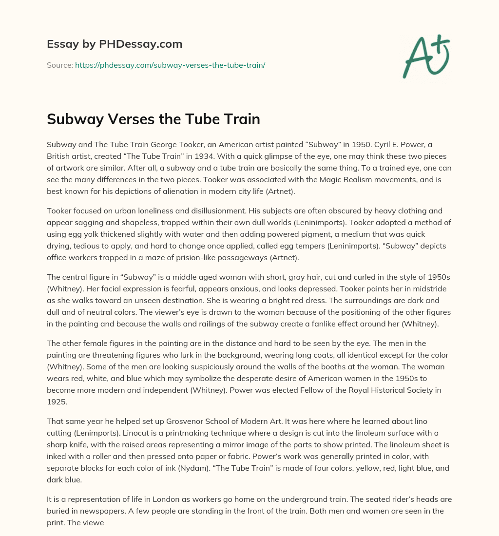 Subway Verses the Tube Train essay