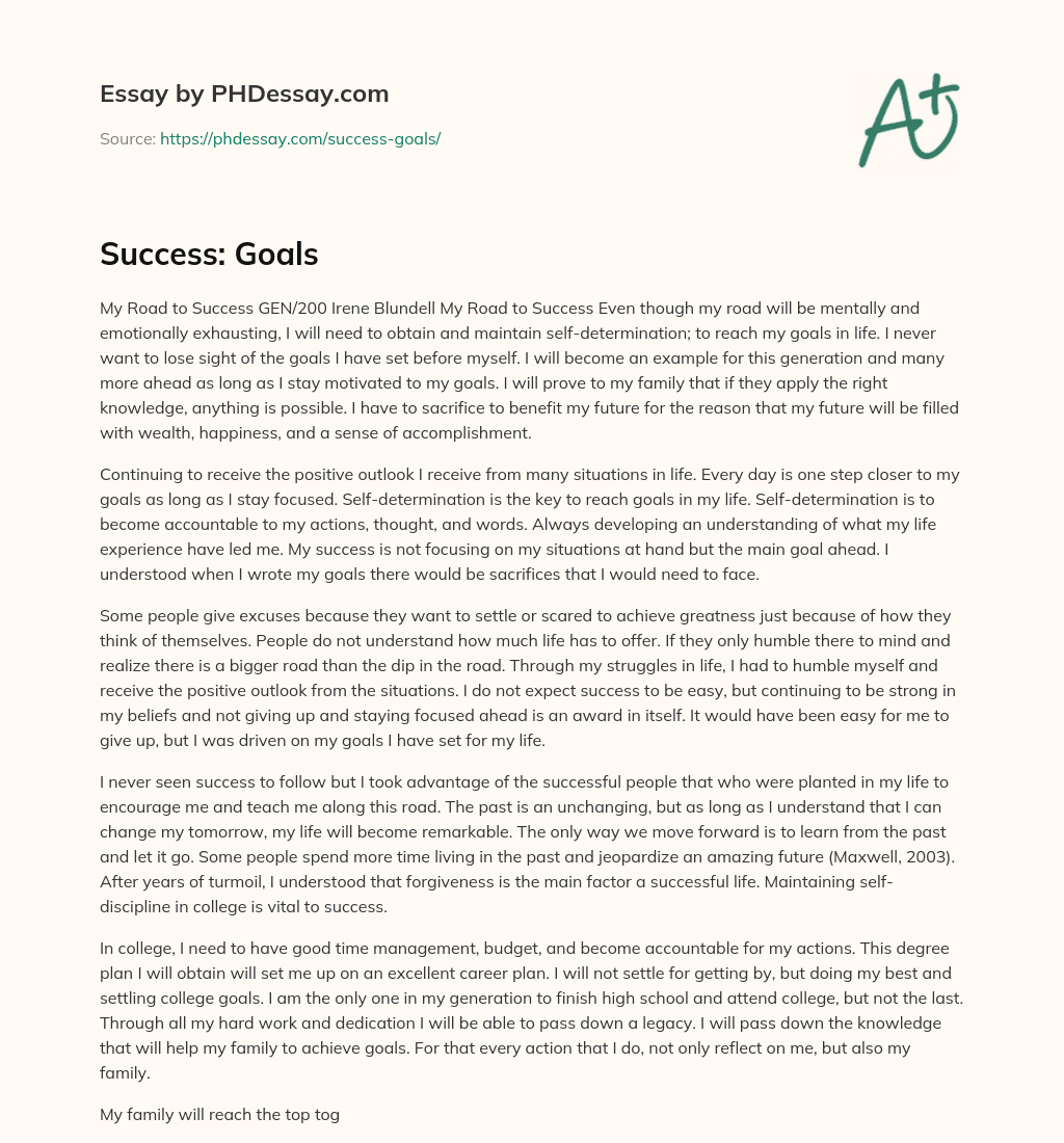 Success: Goals essay