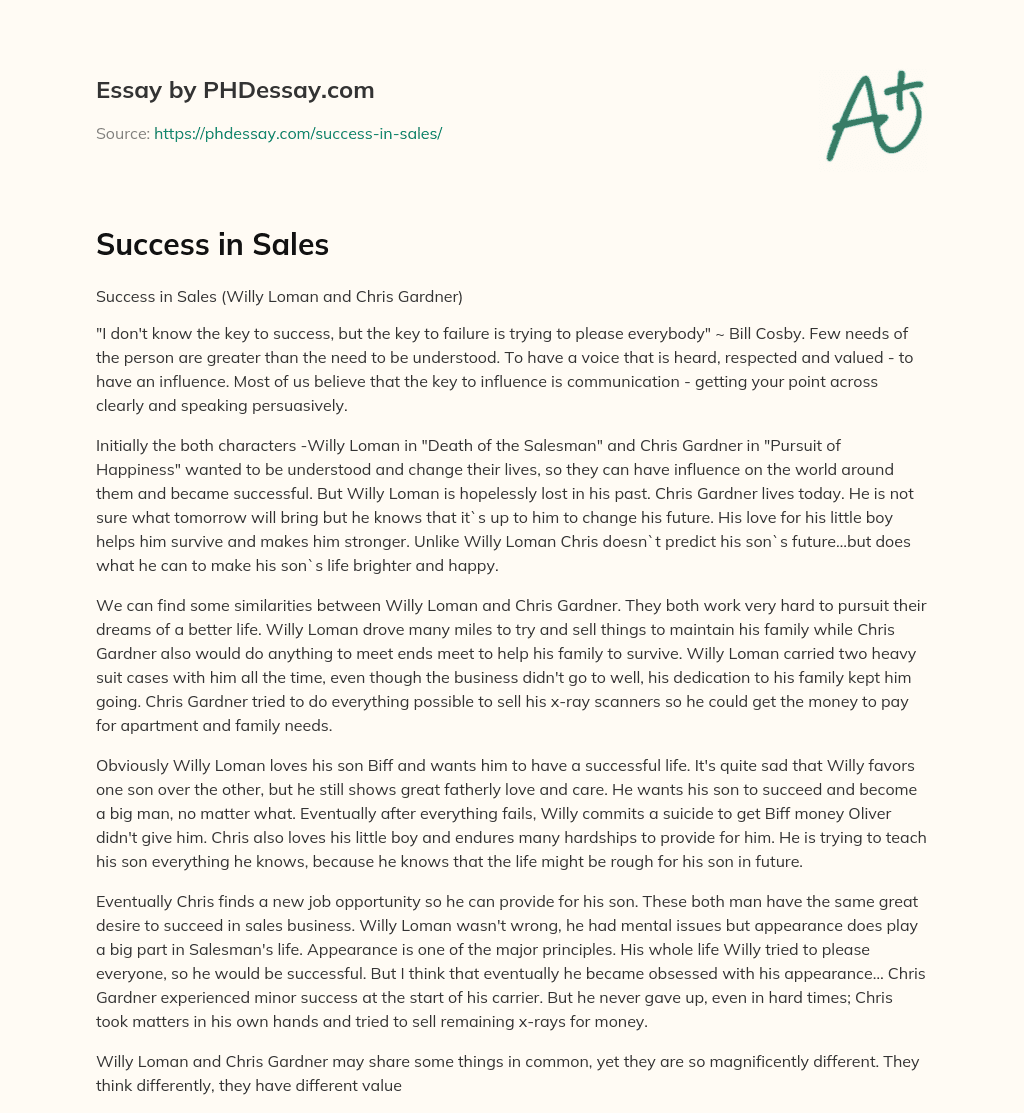 Success in Sales essay