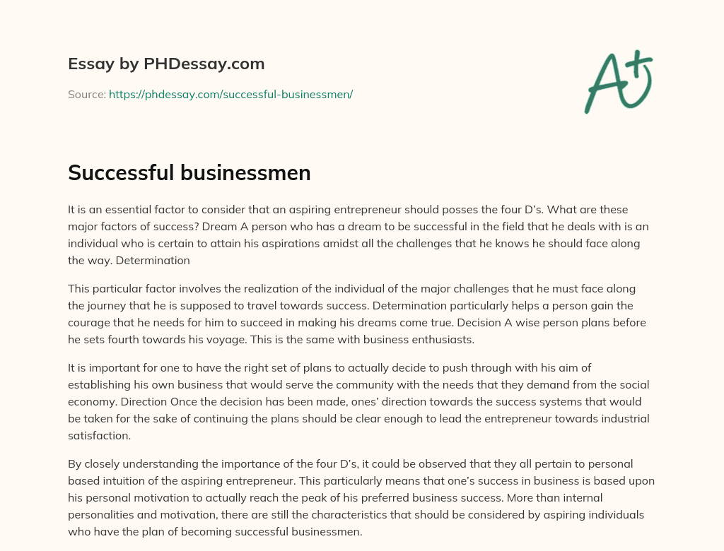 Successful businessmen essay