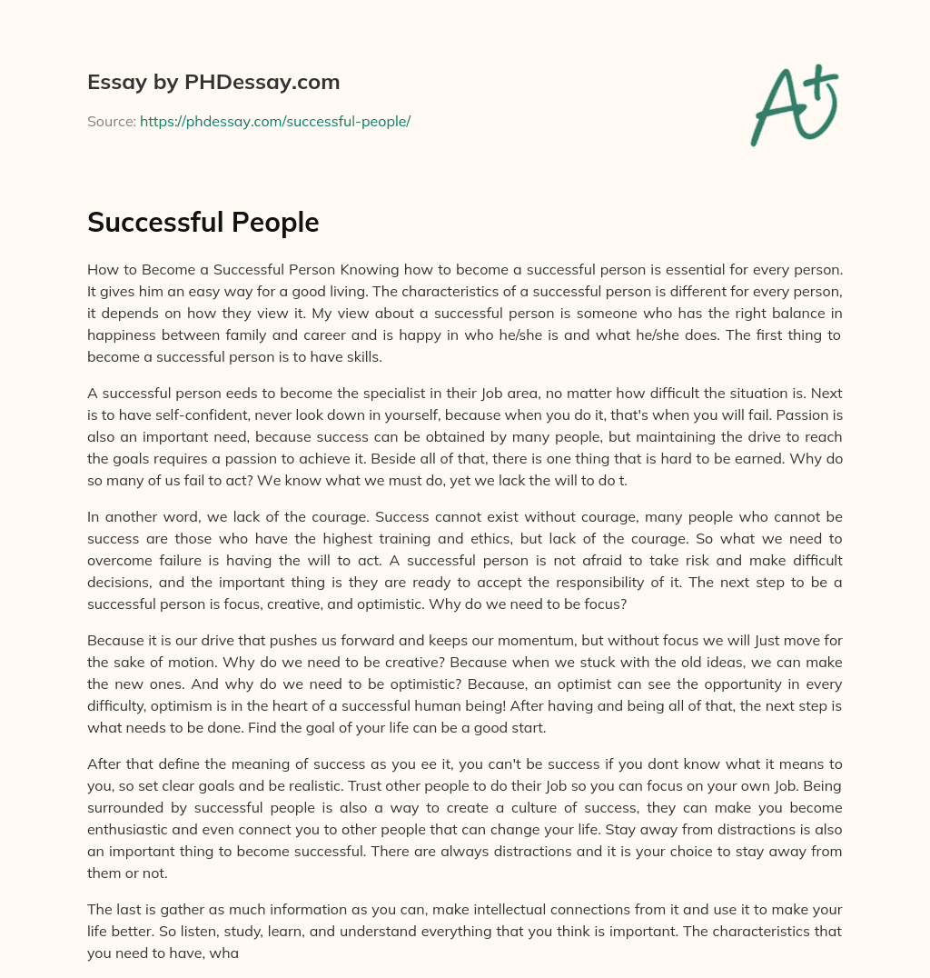 essay on successful person