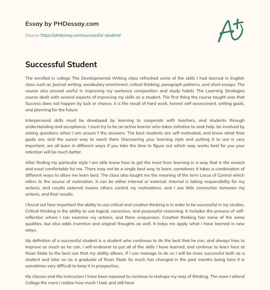 essay on successful student