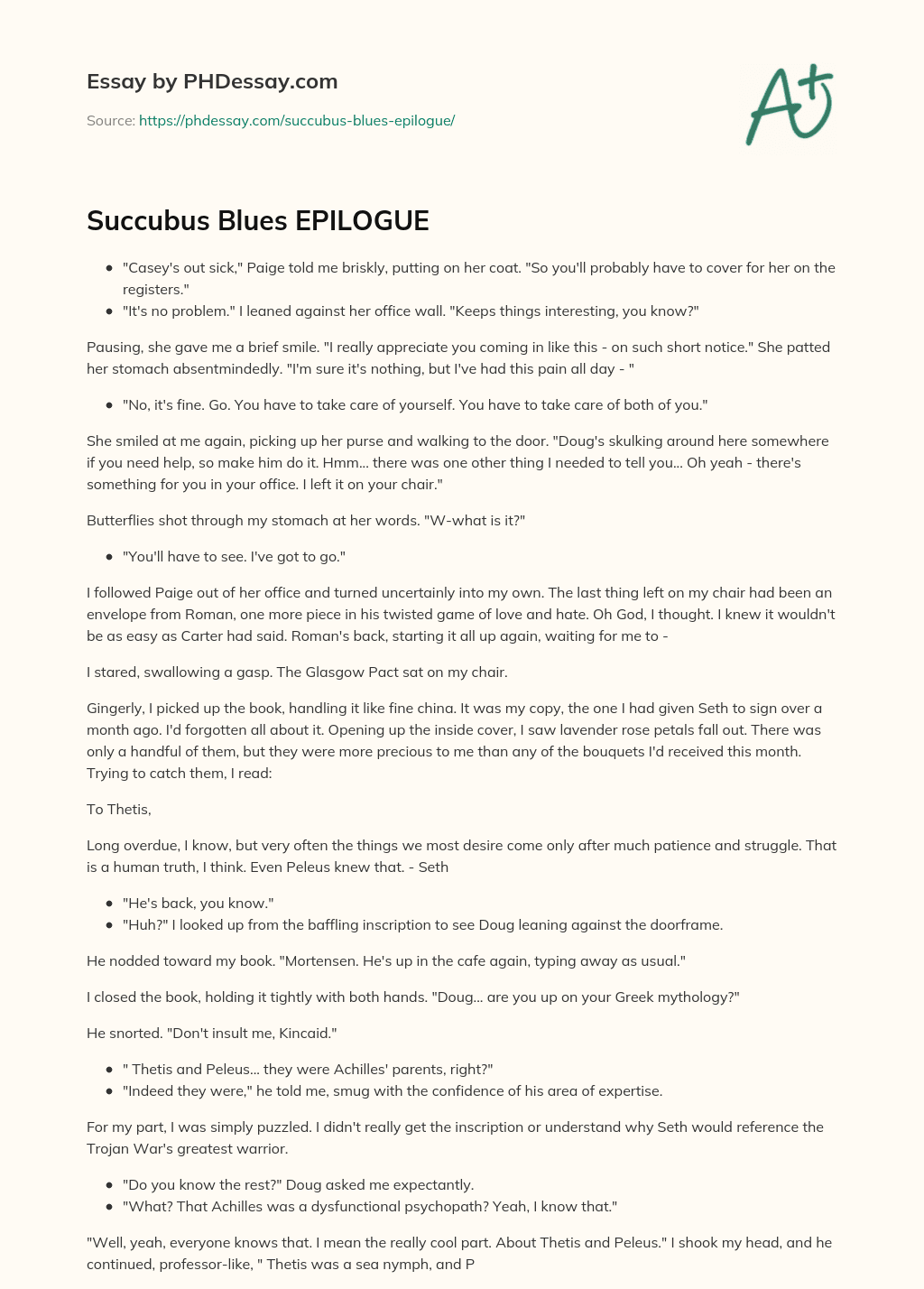 Succubus Blues EPILOGUE essay
