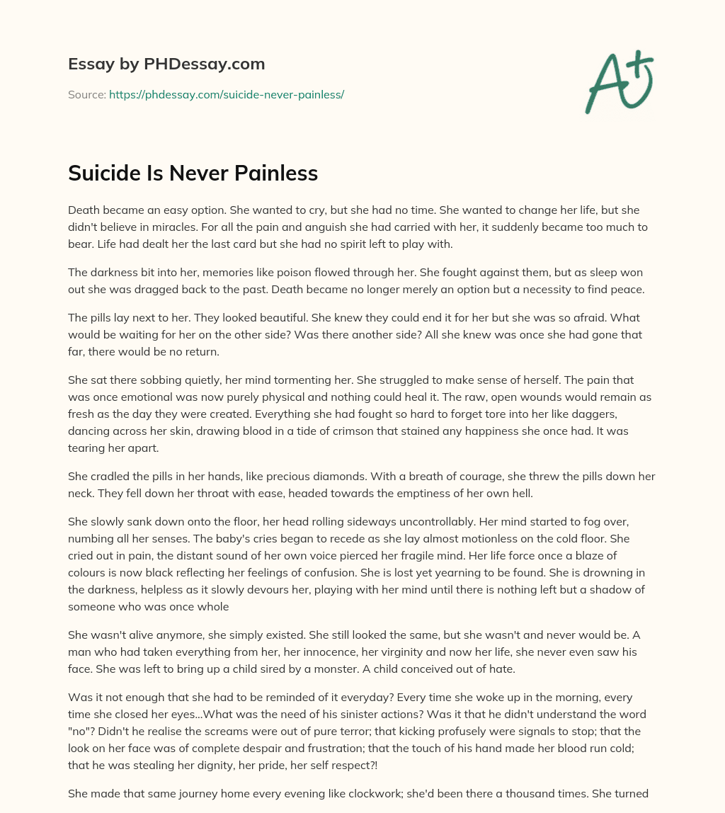 Suicide Is Never Painless essay