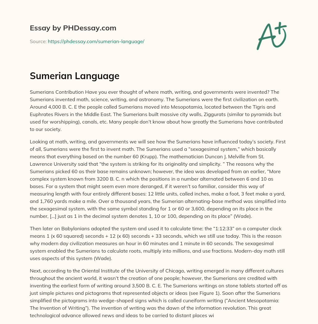 Sumerian Language essay