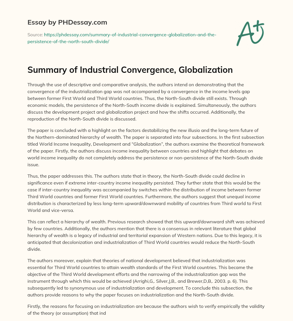 Summary of Industrial Convergence, Globalization essay
