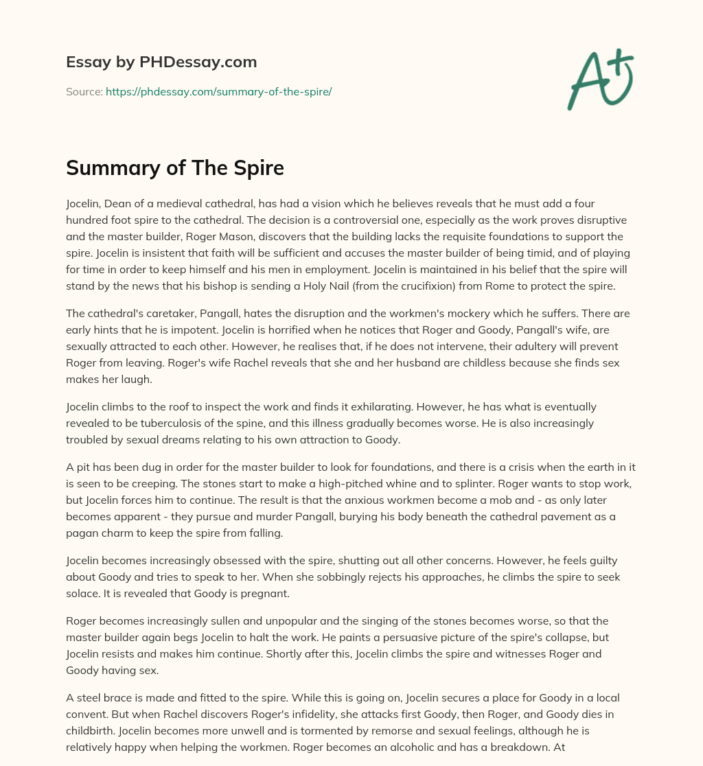 Summary of The Spire essay