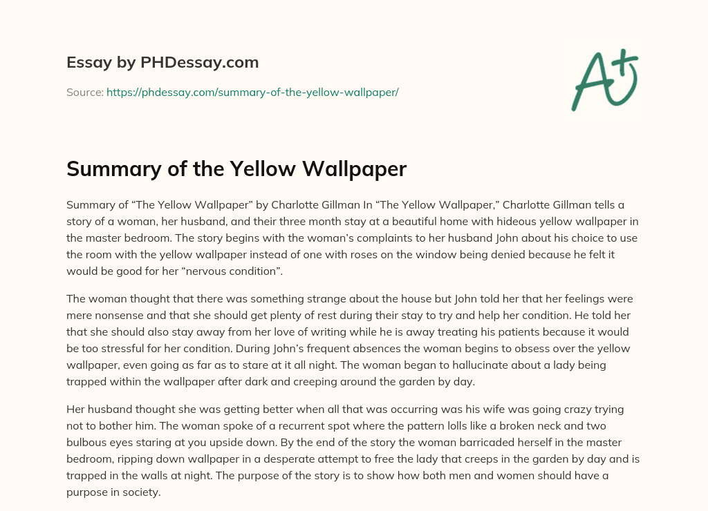 the yellow wallpaper summary essay