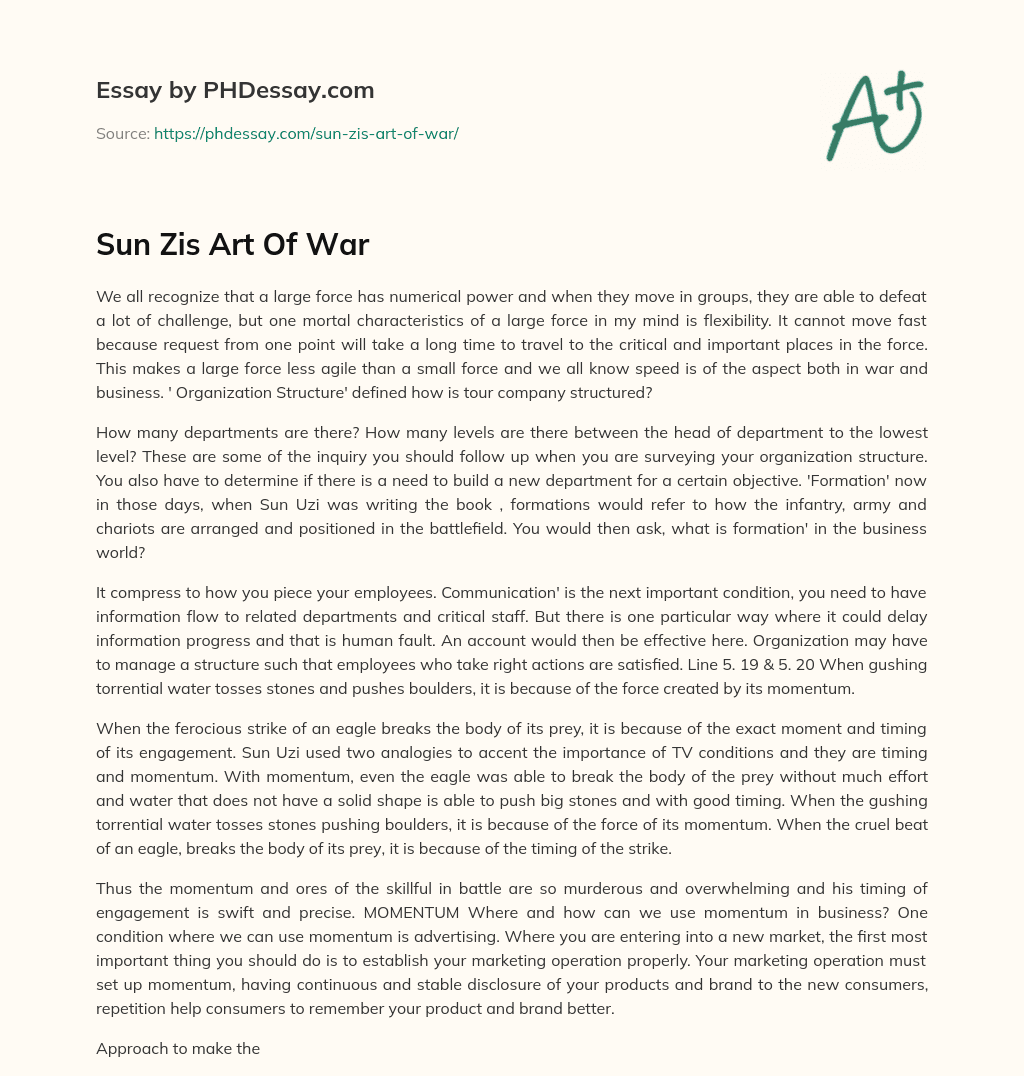 Sun Zis Art Of War essay
