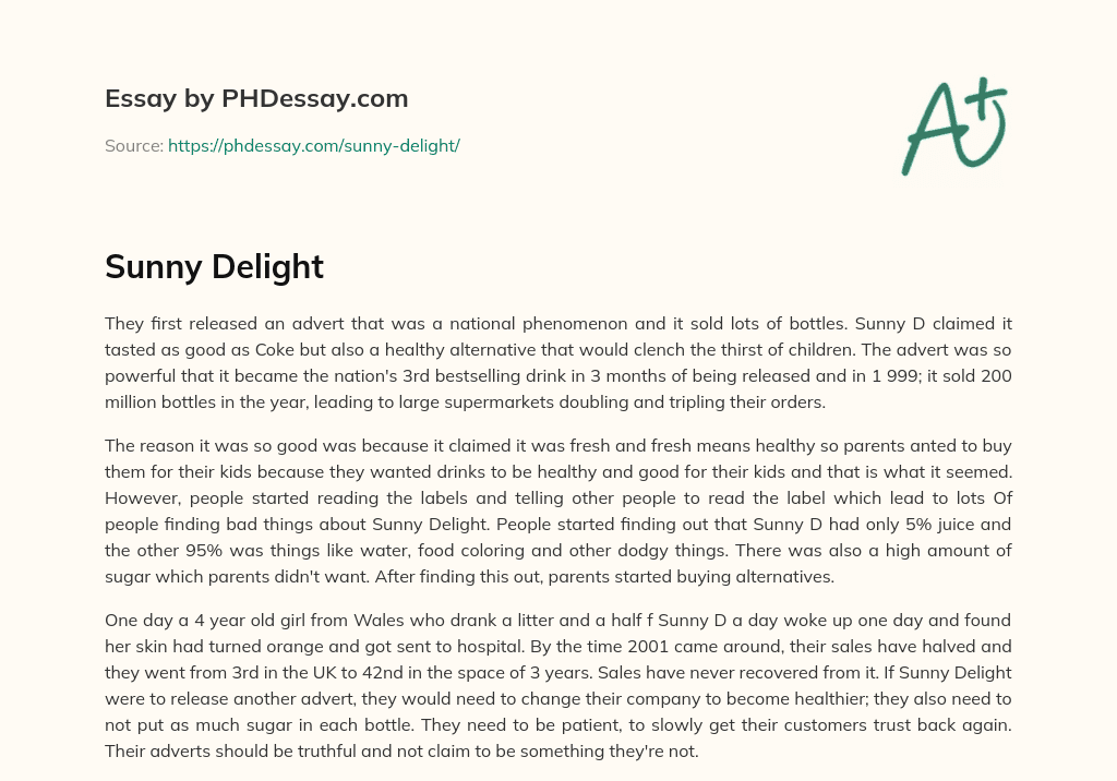 Sunny Delight essay