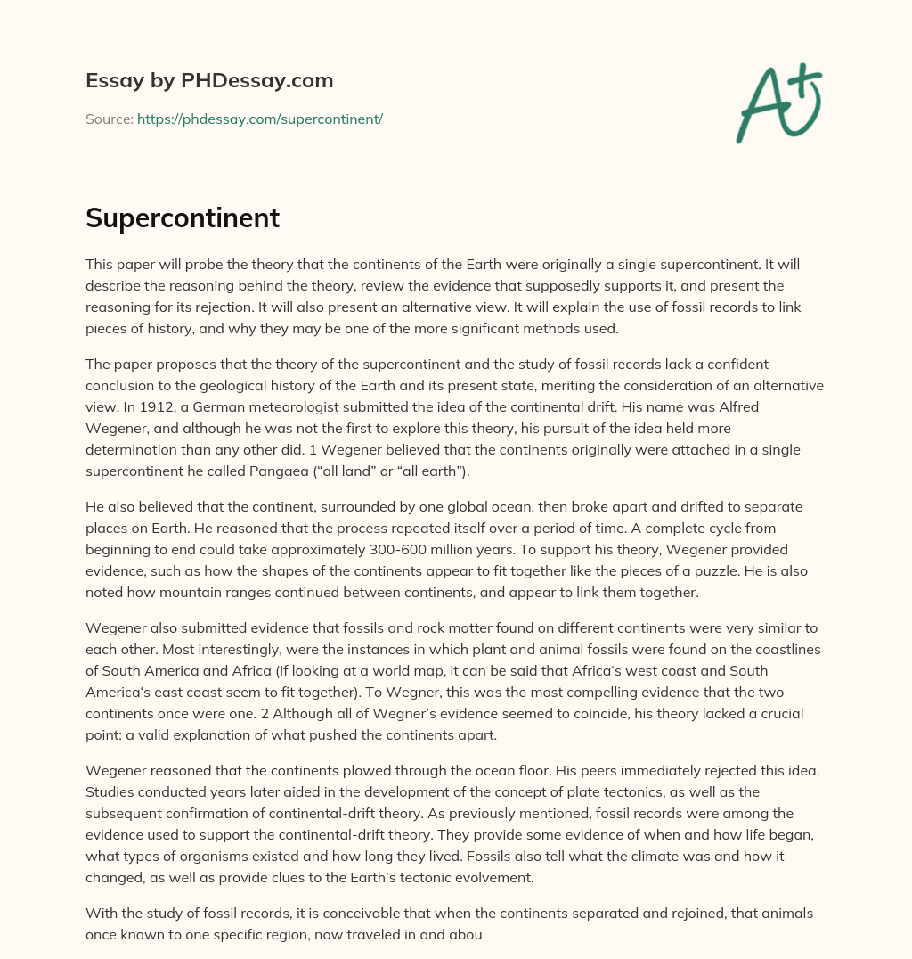 Supercontinent essay