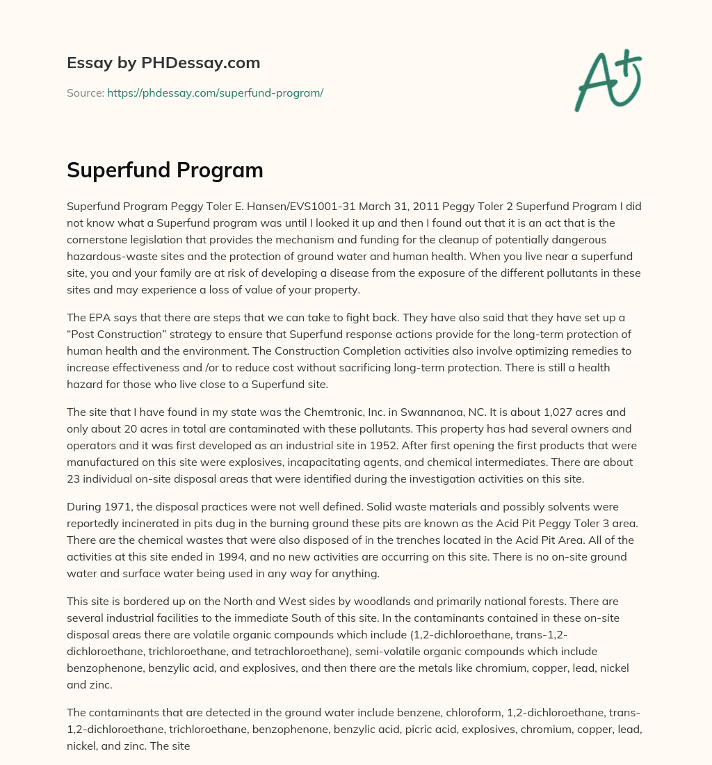 Superfund Program essay