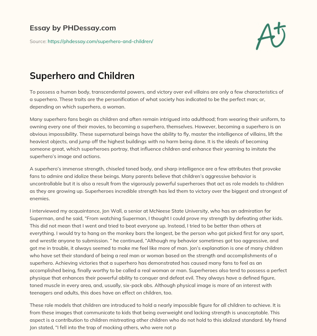 Superhero and Children essay