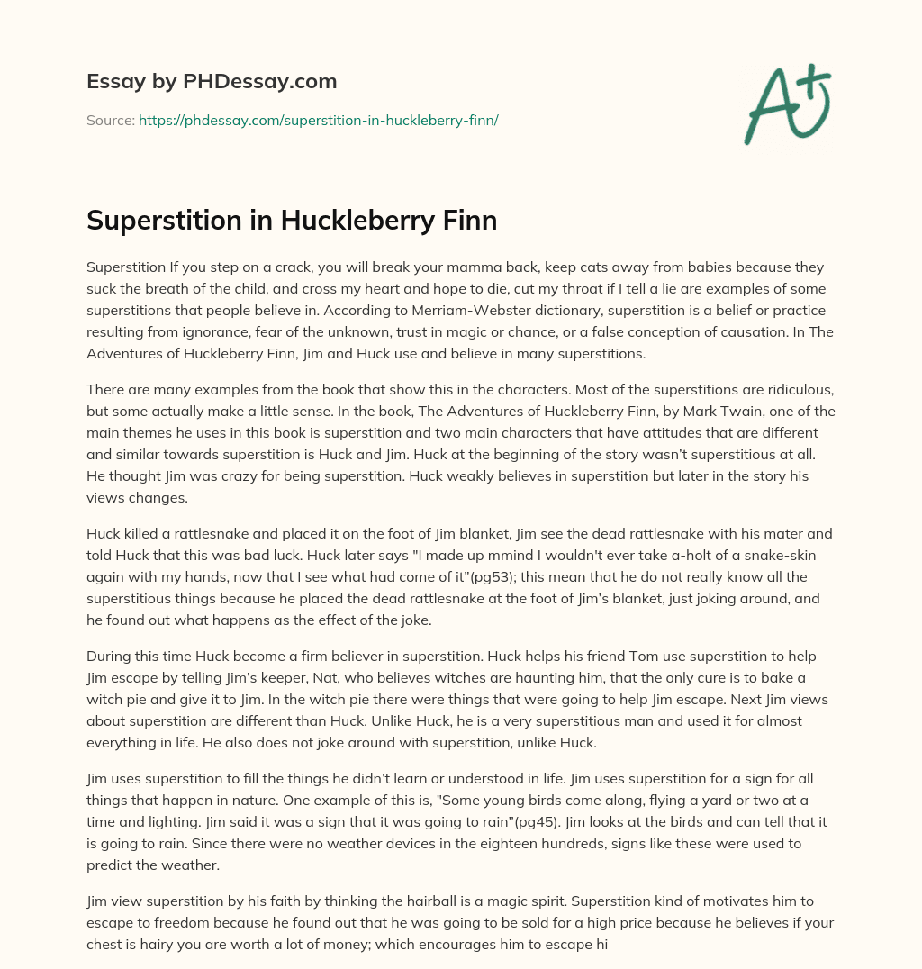 superstition-in-huckleberry-finn-phdessay