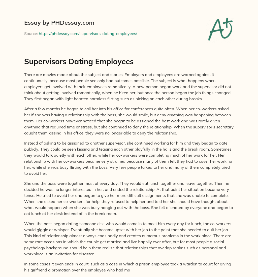 Supervisors Dating Employees essay