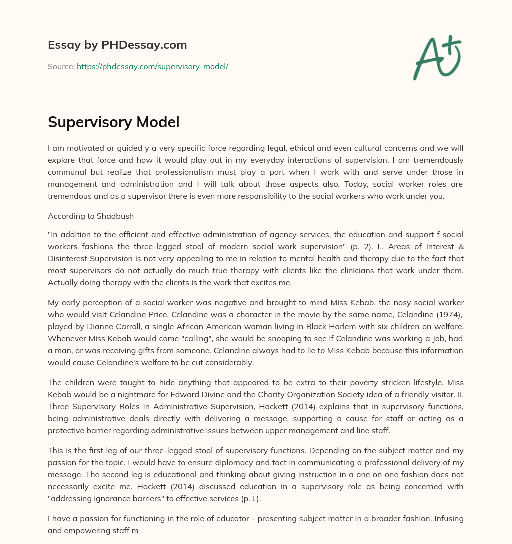 Supervisory Model essay