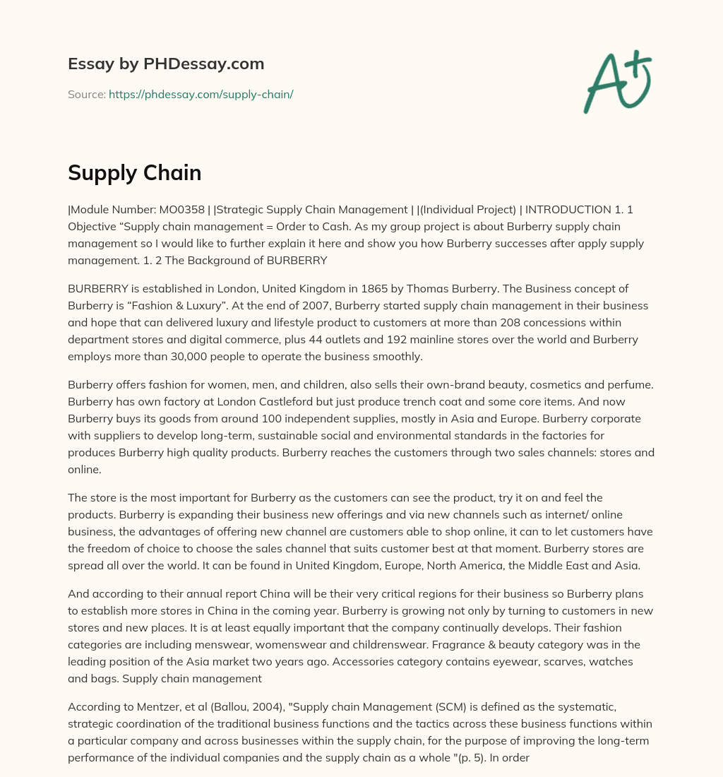 Supply Chain essay