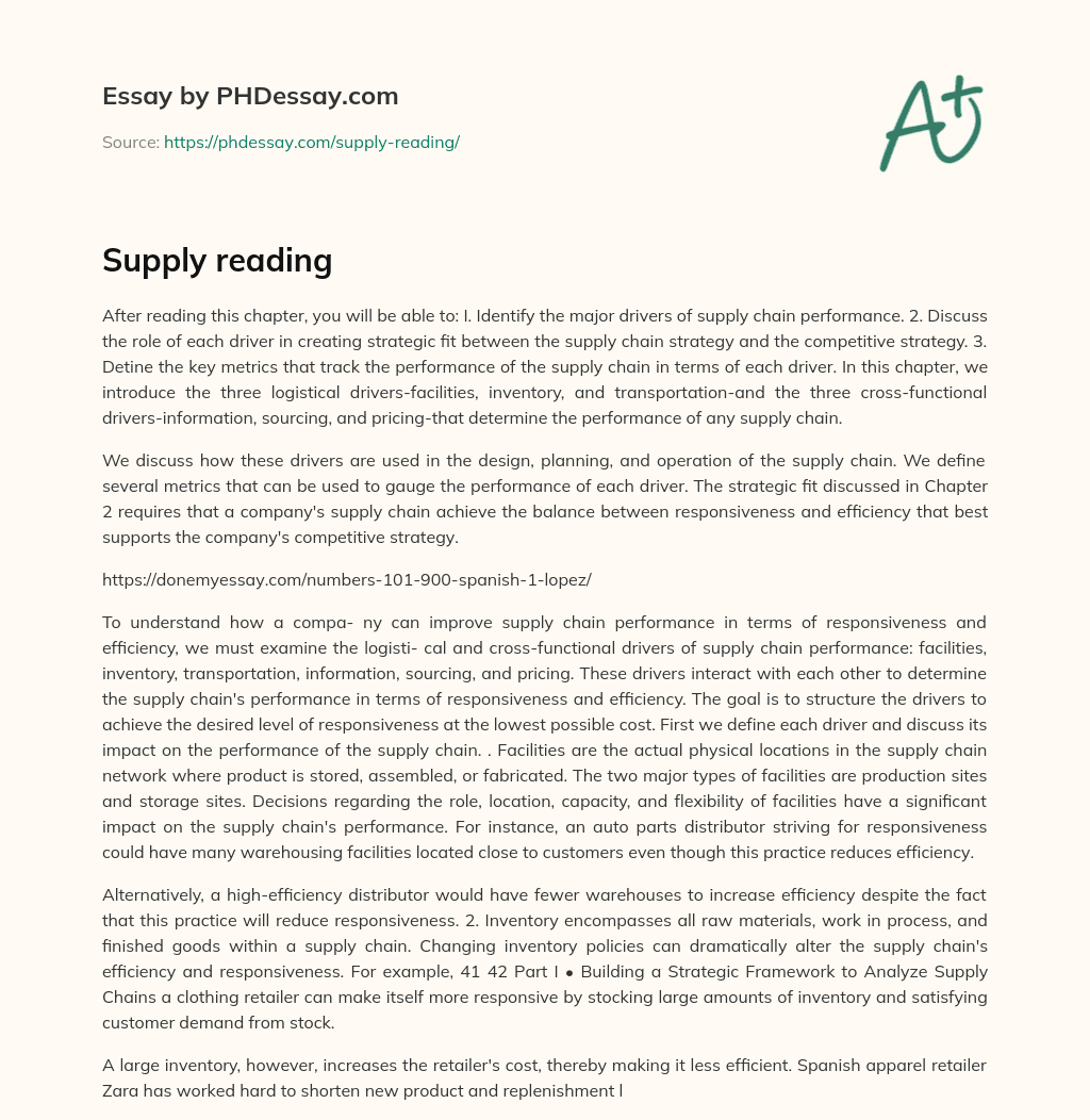 Supply reading essay
