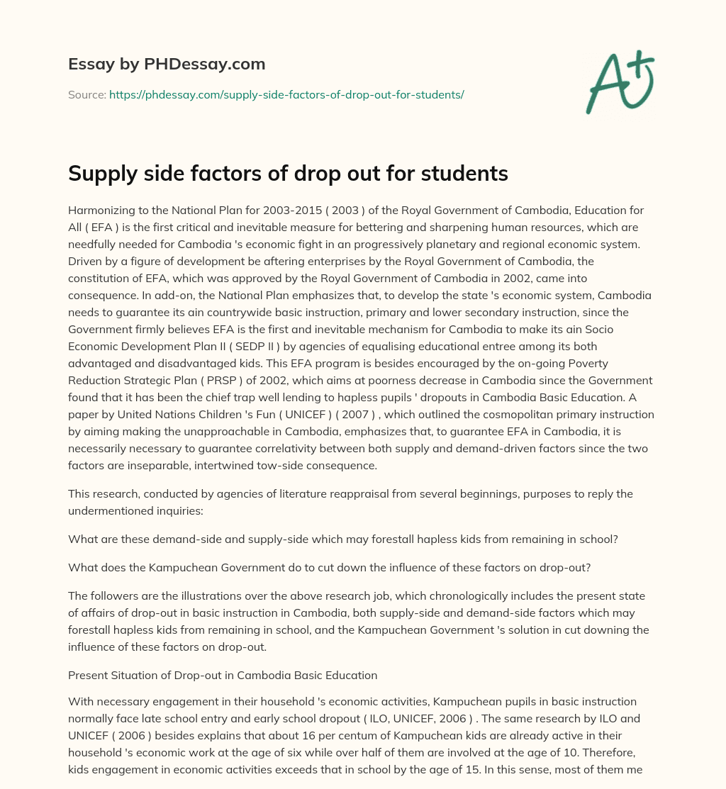 Supply side factors of drop out for students essay
