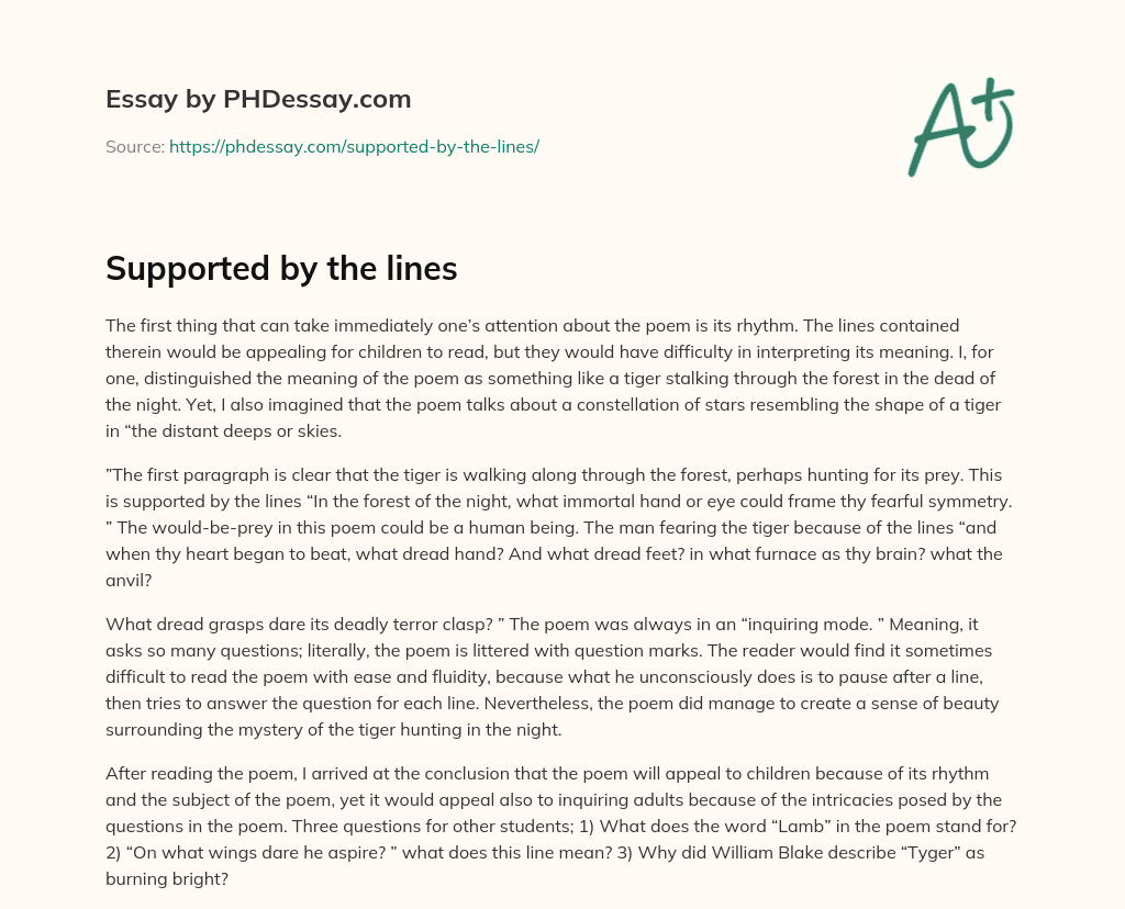 Supported by the lines essay