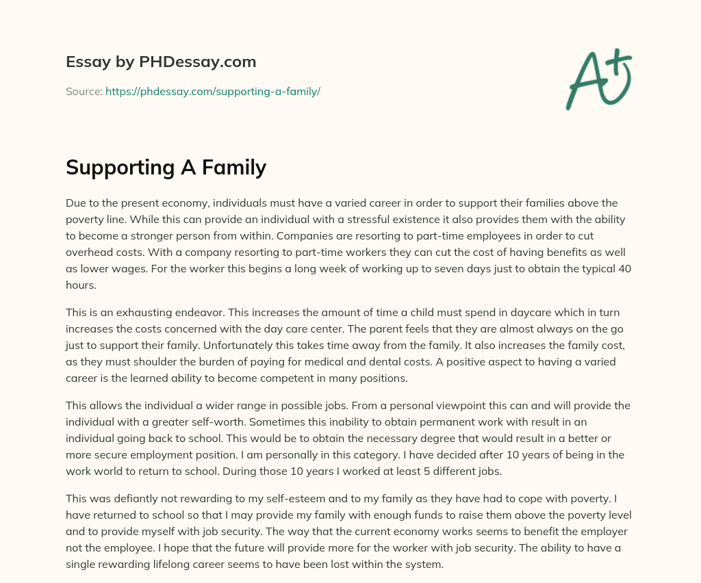 Supporting A Family essay