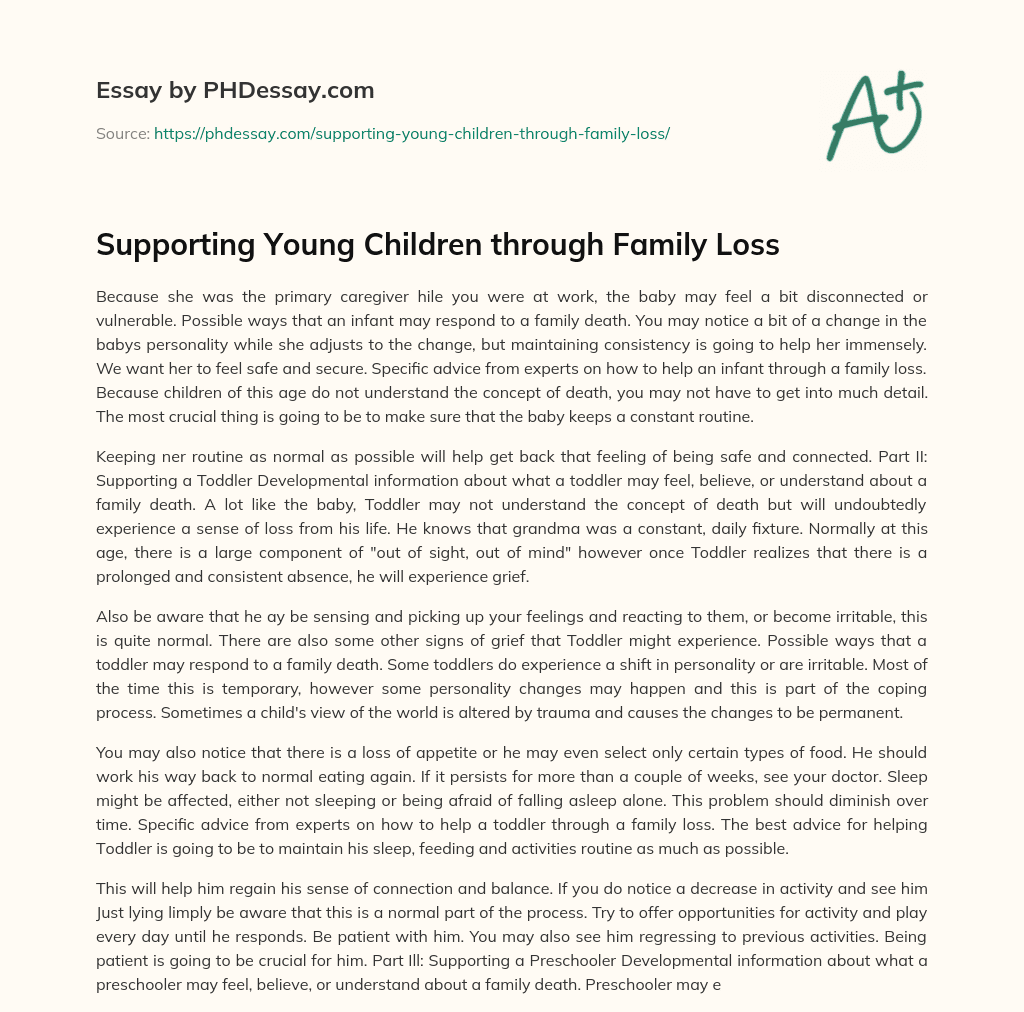 Supporting Young Children through Family Loss essay