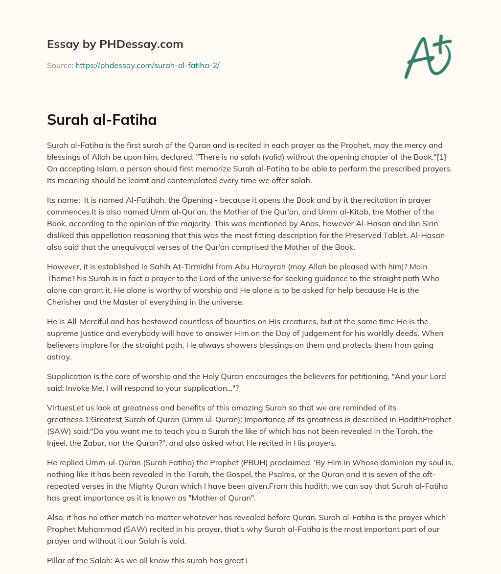 Surah al-Fatiha essay