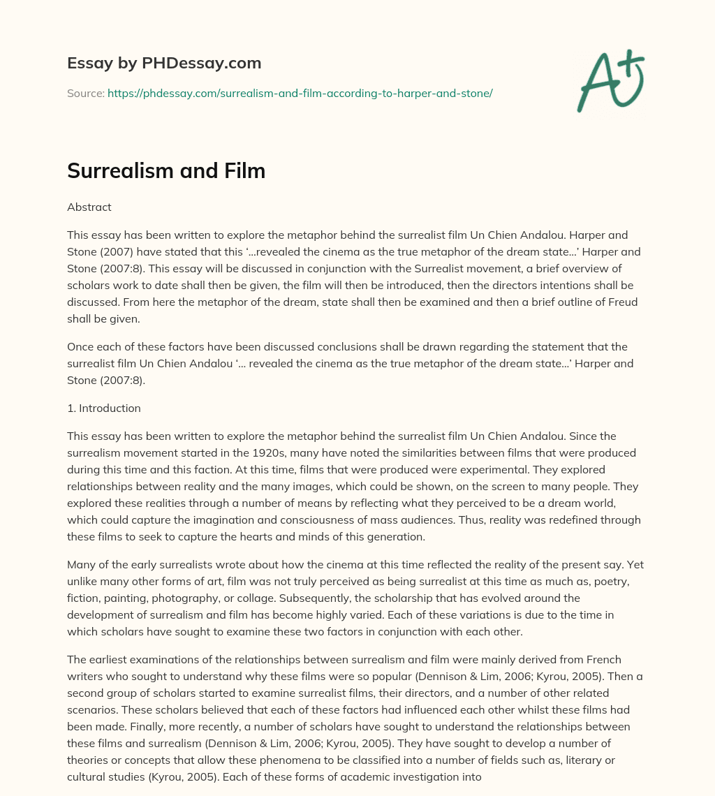 Surrealism and Film essay