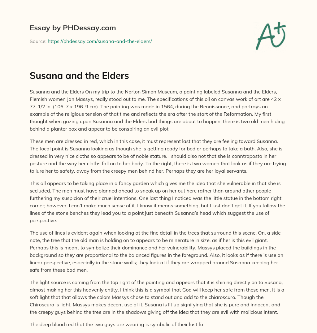 Susana and the Elders essay