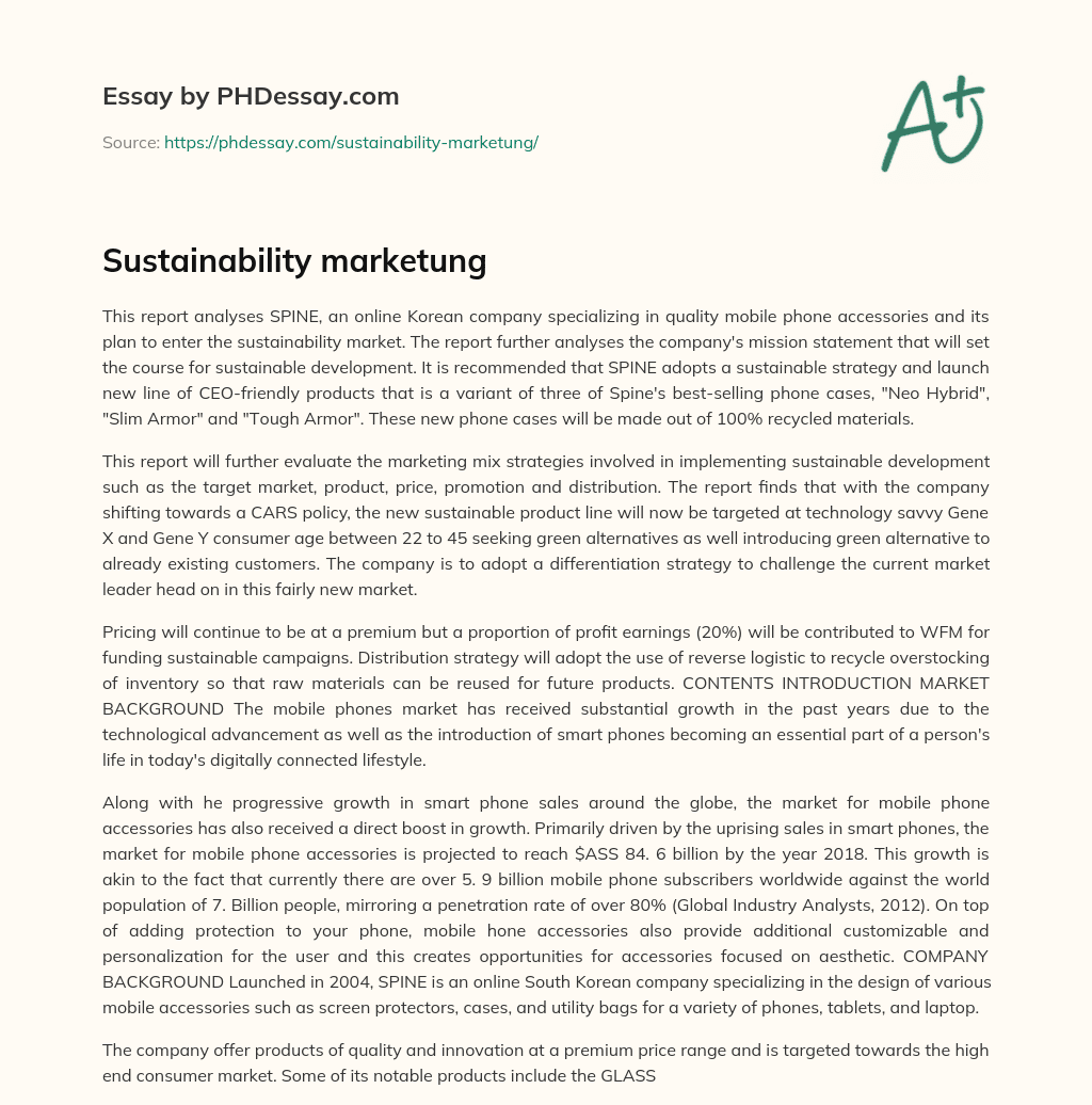 Sustainability marketung essay
