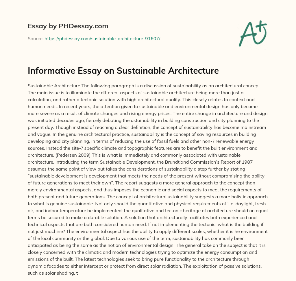 sustainable architecture essay