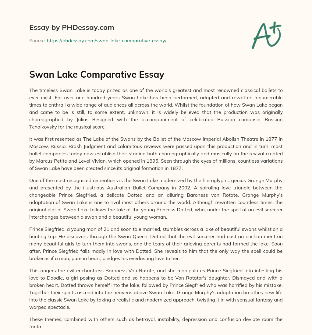Swan Lake Comparative Essay essay
