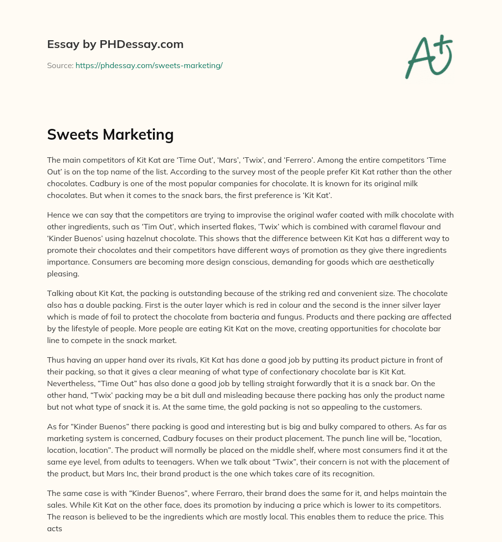 Sweets Marketing essay