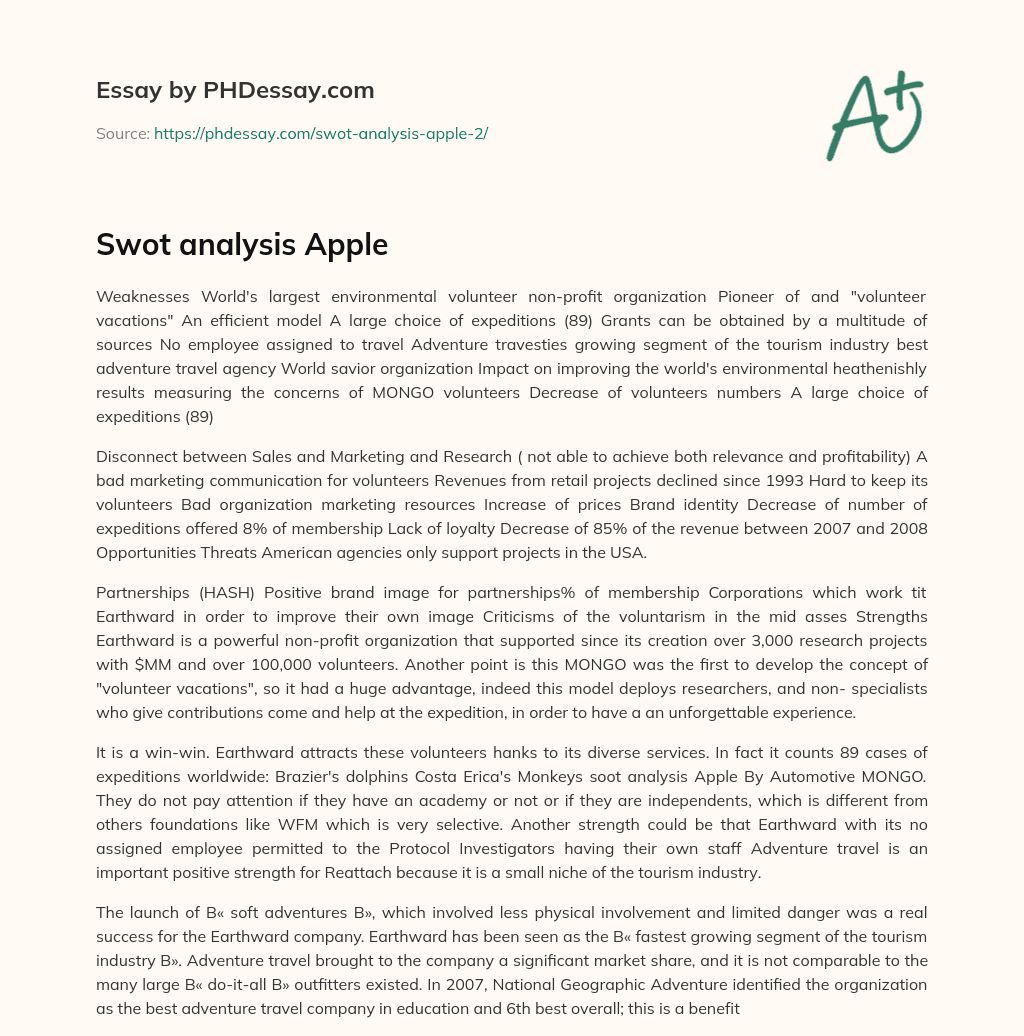 Swot analysis Apple essay