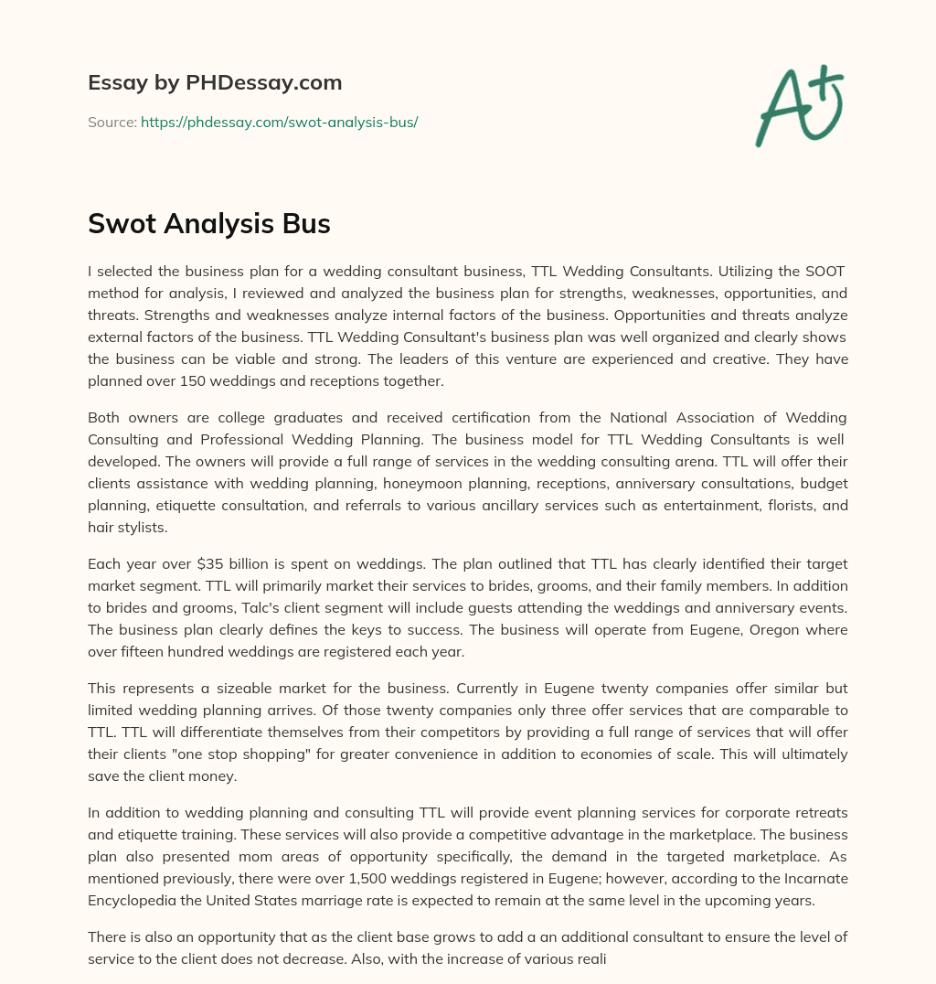Swot Analysis Bus essay