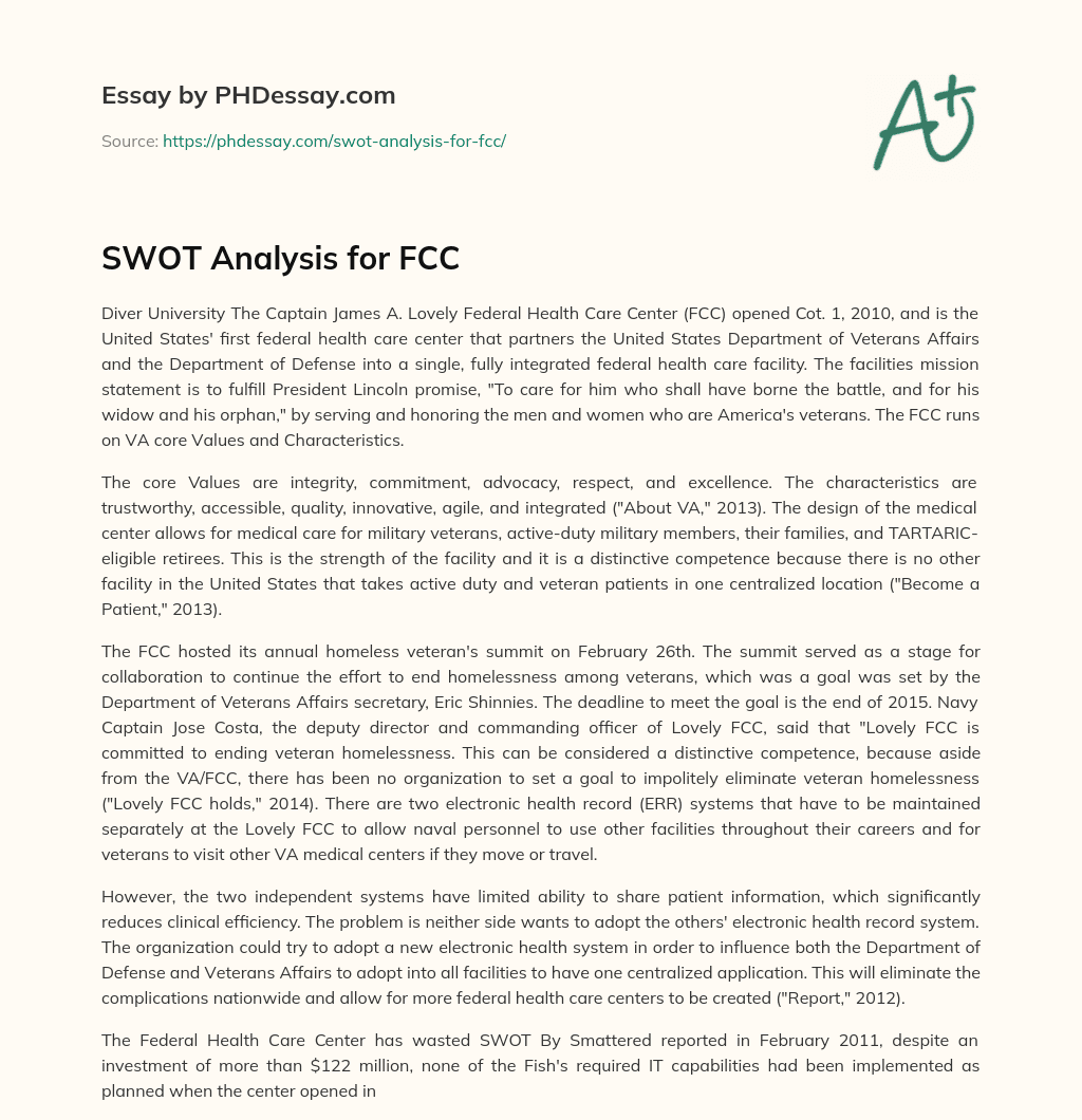 SWOT Analysis for FCC essay