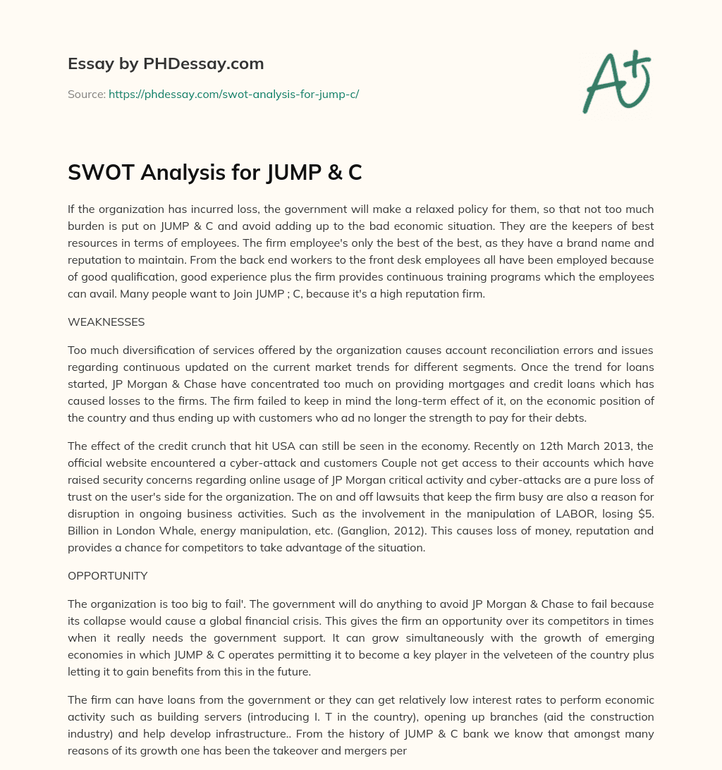 SWOT Analysis for JUMP & C essay