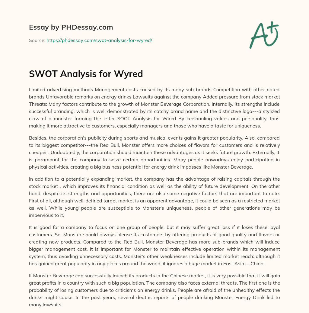 SWOT Analysis for Wyred essay