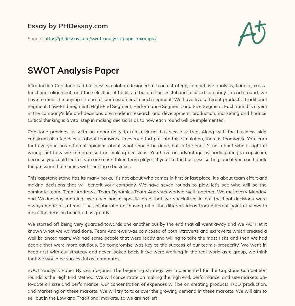 swot analysis research paper introduction
